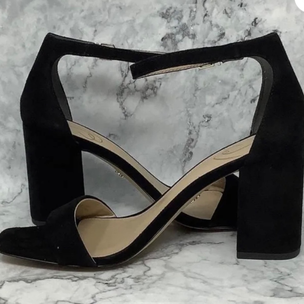 Sam Edelman Women's 9.5W Black Suede Daniella Heels Sandals Ankle Strap  New - Picture 4 of 9